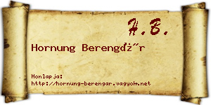 Hornung Berengár névjegykártya